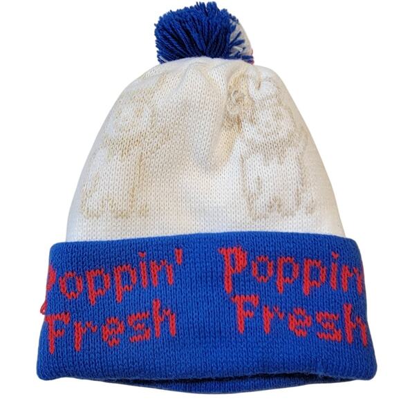 Vintage Pillsbury Doughboy Hat & 56" Long Scarf Set Poppin' Fresh Blue & White - Picture 2 of 11